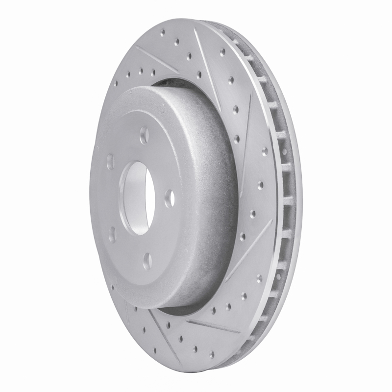 Jeep Grand Cherokee Brake Rotor (1) - Rear Right - R1 Concepts - Drilled & Slotted - Silver - `06-`10